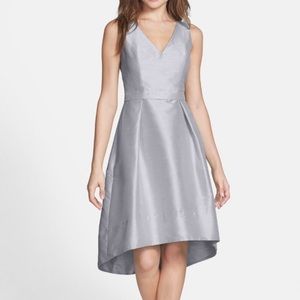 ALFRED SUNG V-Neck Cocktail High Low Dress Mystic Blue D586